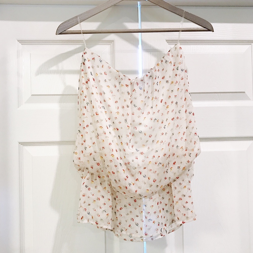 October Sky Strapless Ivory Floral Top